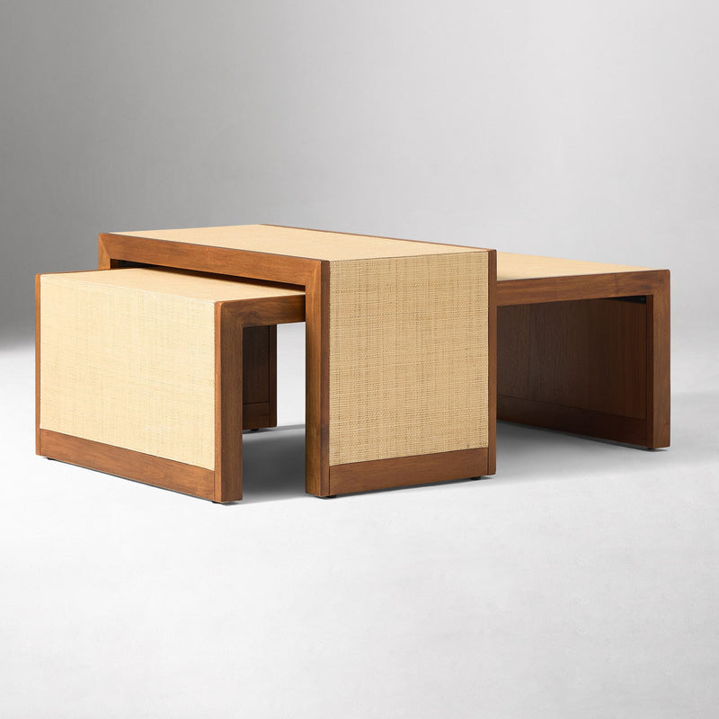 BALDWIN RAFFIA NESTING COFFEE TABLES   (28"– 40")