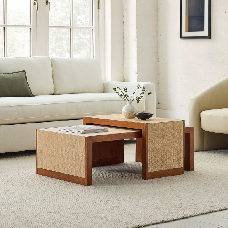 BALDWIN RAFFIA NESTING COFFEE TABLES   (28"– 40")