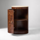 BEAUX TRAVELTINE & BURL NIGHTSTAND