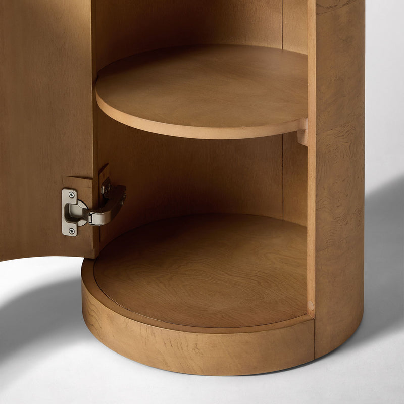 BEAUX TRAVELTINE & BURL NIGHTSTAND