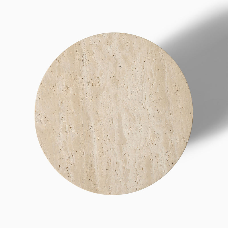 BEAUX TRAVELTINE & BURL NIGHTSTAND