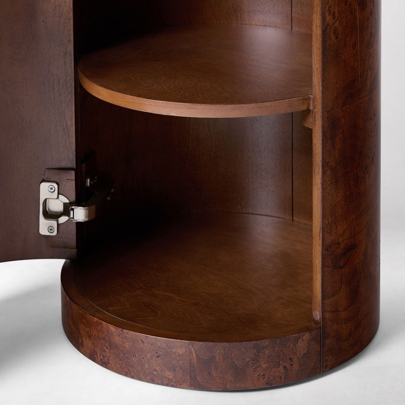 BEAUX TRAVELTINE & BURL NIGHTSTAND