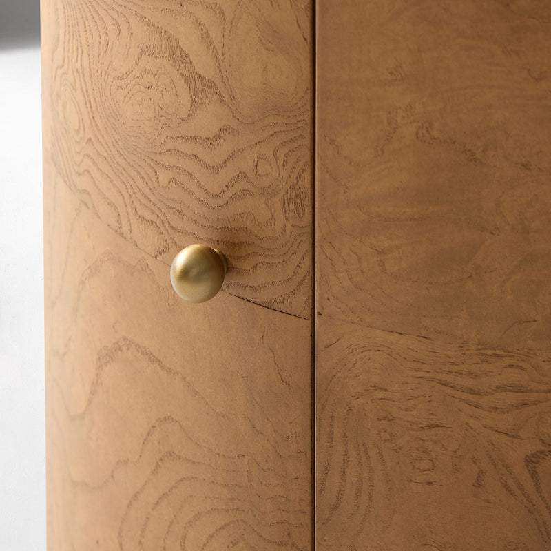 BEAUX TRAVELTINE & BURL NIGHTSTAND