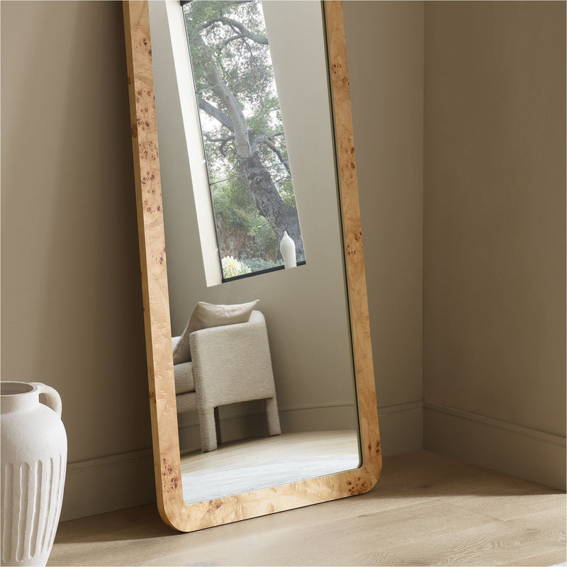 BURLED WOOD FLOOR MIRROR