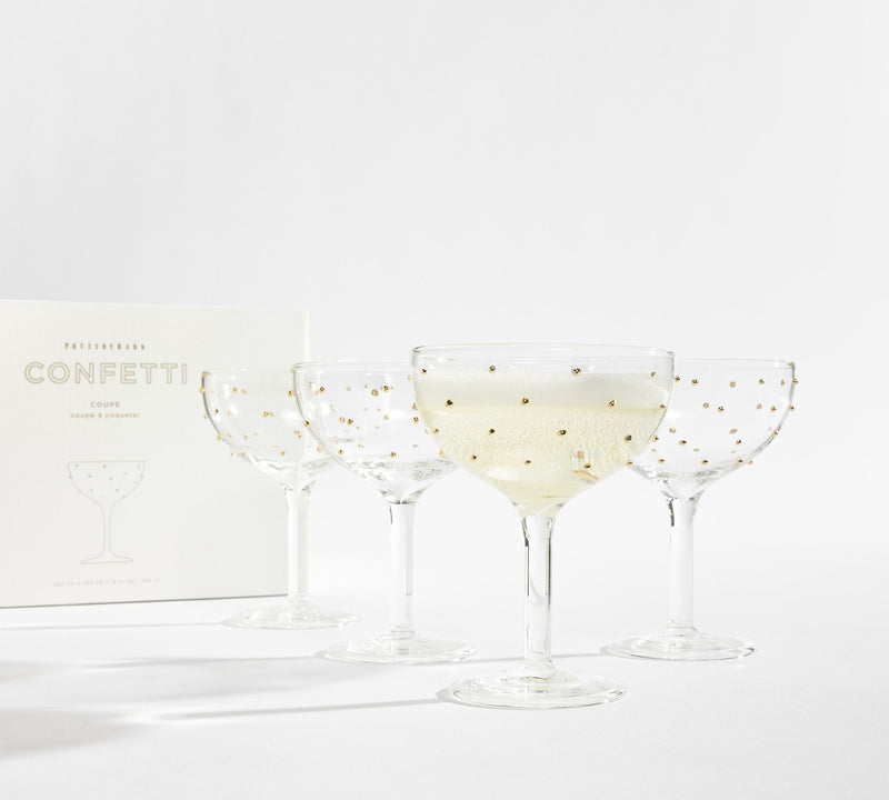 CONFETTI CELEBRATION COUPE GLASSES  SET OF 4