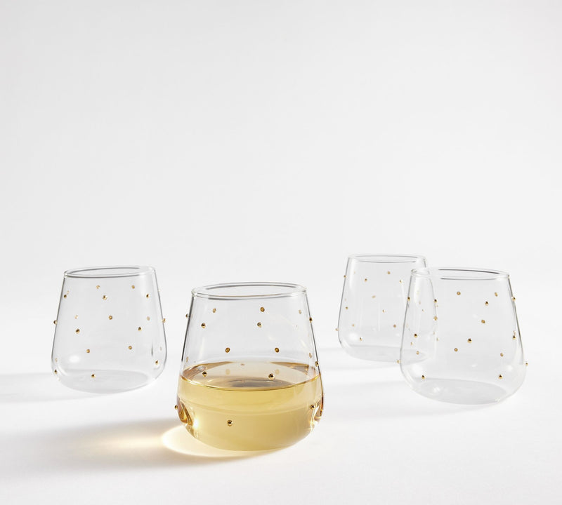 CONFETTI CELEBRATION STEMLESS WINE GLASSES  SET OF 4