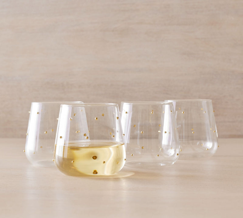 CONFETTI CELEBRATION STEMLESS WINE GLASSES  SET OF 4