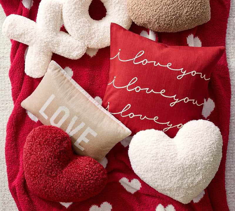 I HEART YOU FAUX FUR HEART SHAPED PILLOW