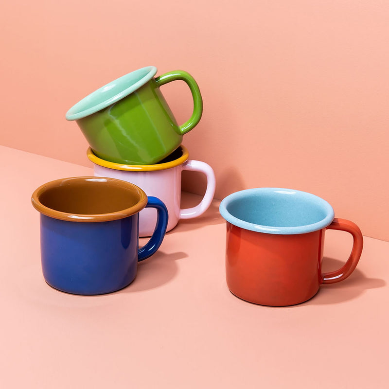 CRAYON COLORED ENAMEL MUGS   (SET OF 4)