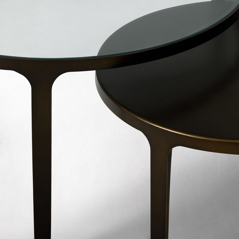 ELWELL GLASS & METAL NESTING COFFEE TABLES