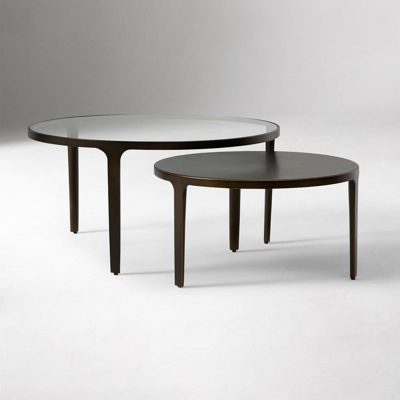 ELWELL GLASS & METAL NESTING COFFEE TABLES