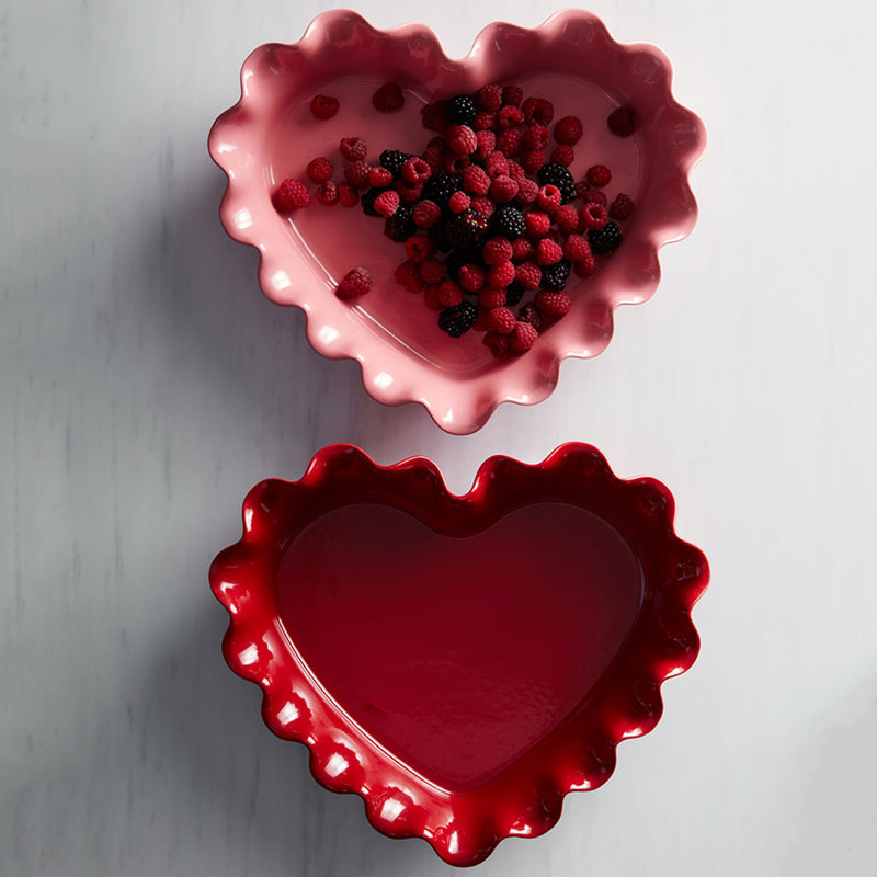 EMILE HENRY FRENCH CERAMIC RUFFLE HEART PIE DISH