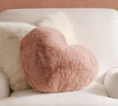 FAUX FUR HEART SHAPED PILLOW