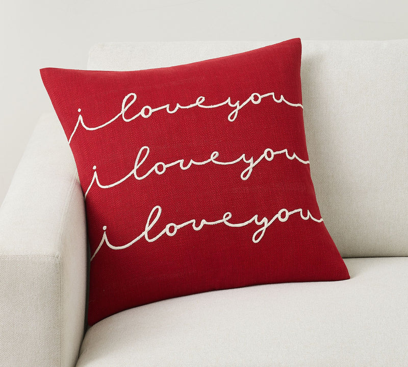 I LOVE YOU EMBROIDERED PILLOW