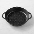 LODGE SAVOR THE OUTDOORS SEASONED CAST IRON DUAL HANDLE GRILLING BASKET