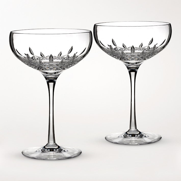 WATERFORD LISMORE ESSENCE CHAMPAGNE SAUCERS  SET OF 2