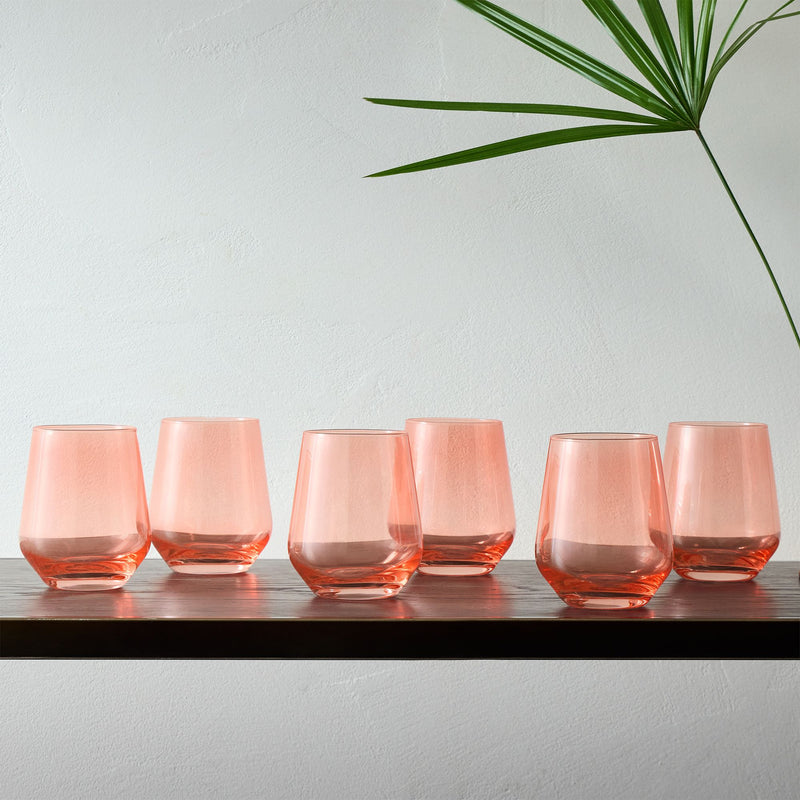 ESTELLE COLORED STEMLESS WINE GLASSES (SET OF 6)