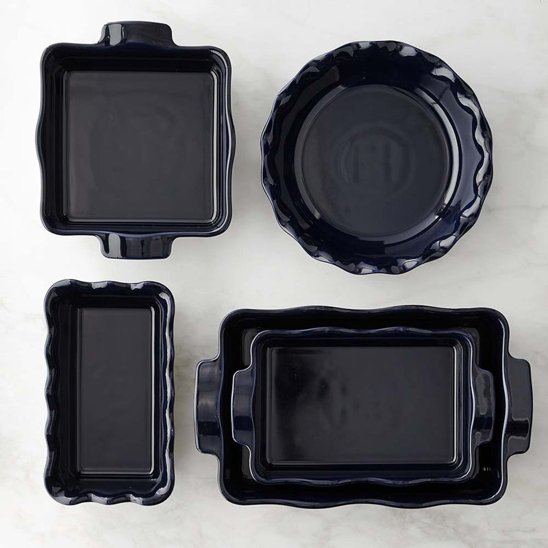 EMILE HENRY FRENCH CERAMIC RUFFLE BAKEWARE   (SET OF 5)