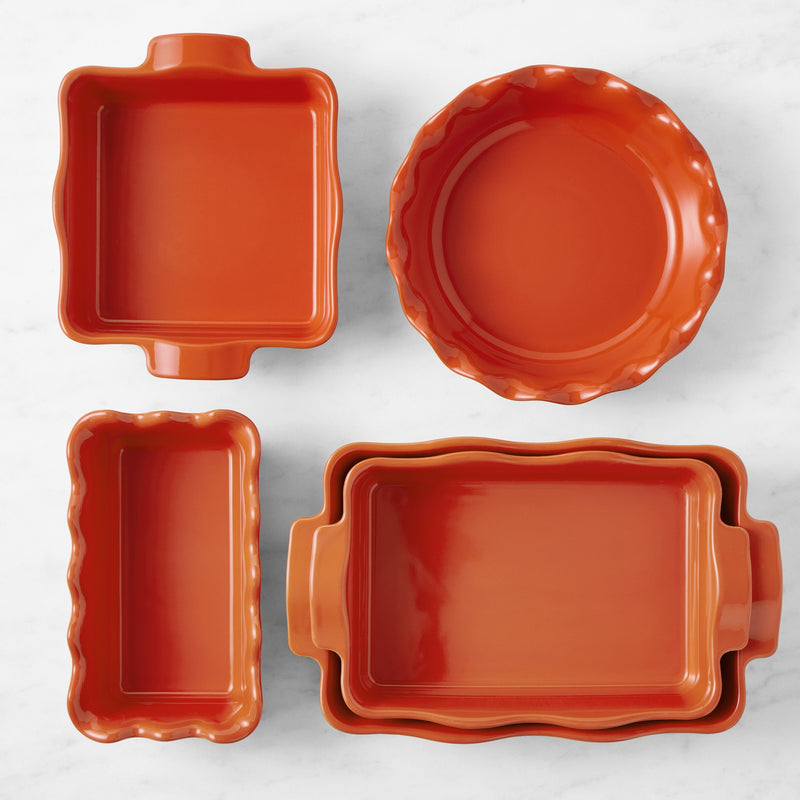 EMILE HENRY FRENCH CERAMIC RUFFLE BAKEWARE   (SET OF 5)