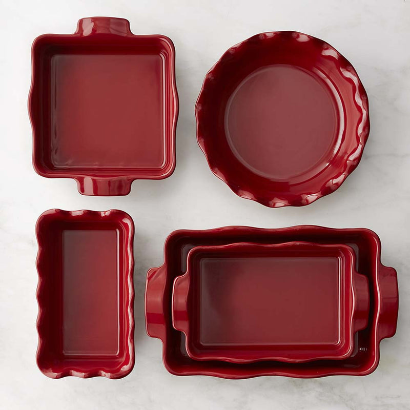 EMILE HENRY FRENCH CERAMIC RUFFLE BAKEWARE   (SET OF 5)