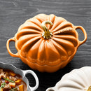 LE CREUSENT ENAMELED CAST IRON PUMPKIN COCOTTE   4 QT.