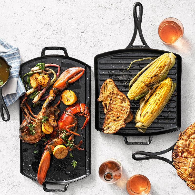 LODGE BLACKLOCK TRIPLE SEASONED CAST IRON DOUBLE BRUNER GRIDDLE