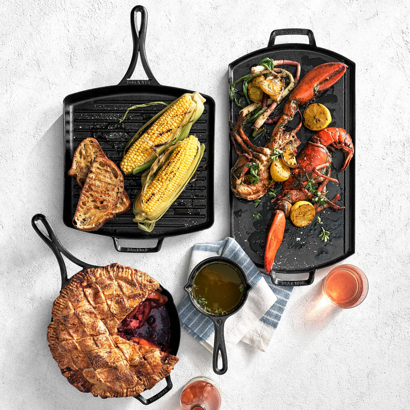 LODGE BLACKLOCK TRIPLE SEASONED CAST IRON DOUBLE BRUNER GRIDDLE