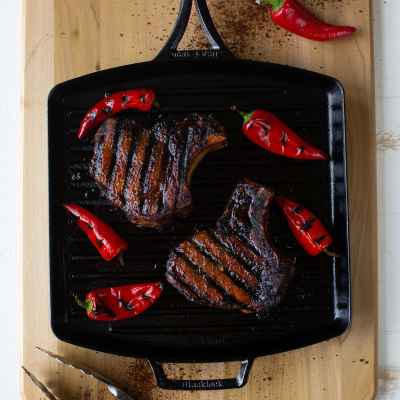 LODGE BLACKLOCK TRIPLED SEASONED CAST IRON SQUARE GRILL PAN