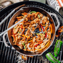 LODGE SAVOR THE OUTDOORS SEASONED CAST IRON DUAL HANDLE GRILLING BASKET