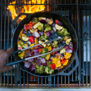 LODGE SAVOR THE OUTDOORS SEASONED CAST IRON DUAL HANDLE GRILLING BASKET