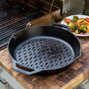 LODGE SAVOR THE OUTDOORS SEASONED CAST IRON DUAL HANDLE GRILLING BASKET