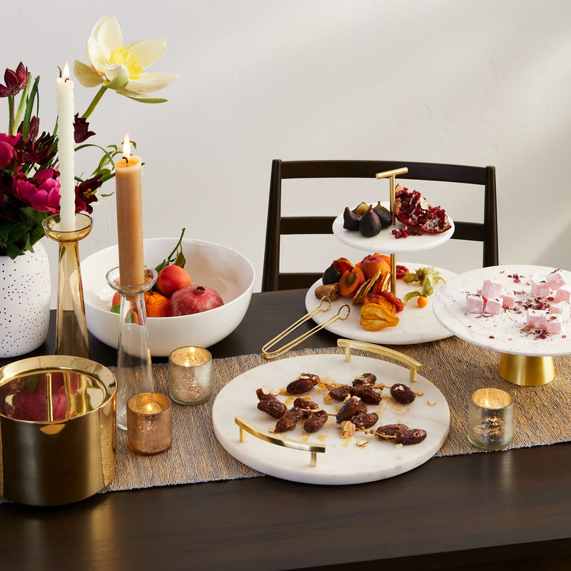 MARBLE & BRASS 2-TIER CAKE STAND