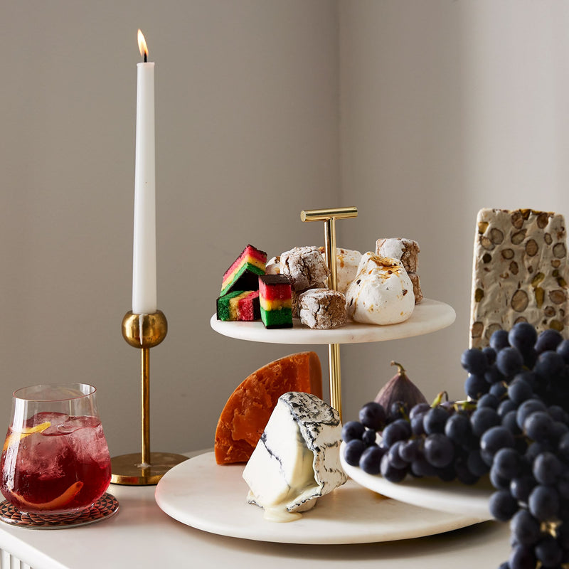 MARBLE & BRASS 2-TIER CAKE STAND