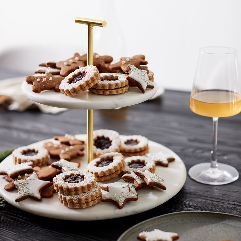 MARBLE & BRASS 2-TIER CAKE STAND