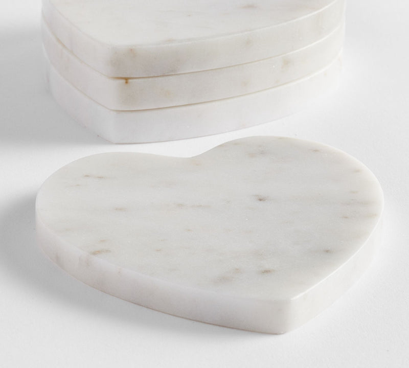 MARBLE HEART COASTERS  SET OF 4