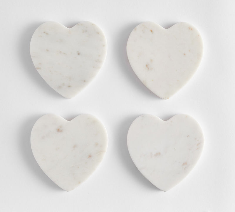 MARBLE HEART COASTERS  SET OF 4