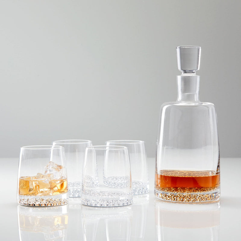 METALLIC BASE DECANTER & GLASSWARE