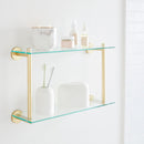 DOUBLE TIERED GLASS BATHROOM SHELF