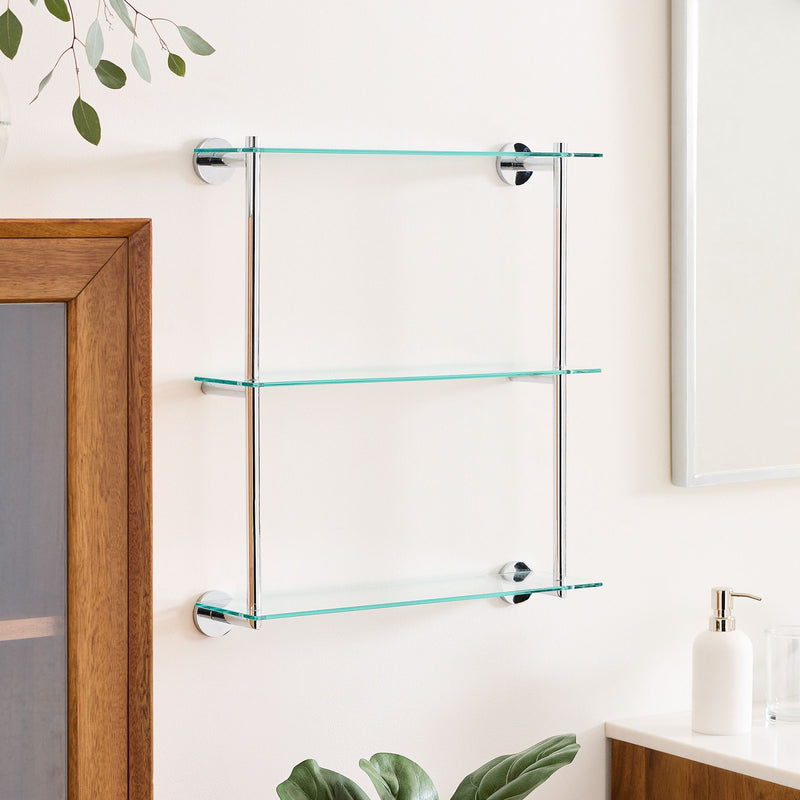 TRIPLE TIERED  GLASS BATHROOM SHELF