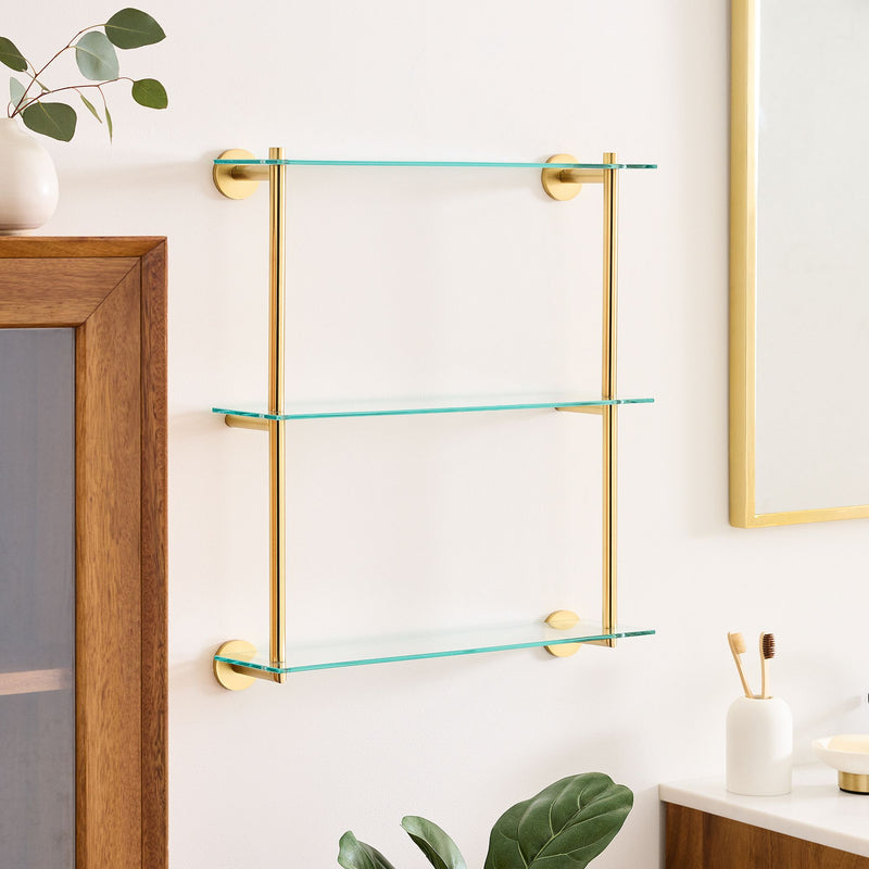 TRIPLE TIERED  GLASS BATHROOM SHELF