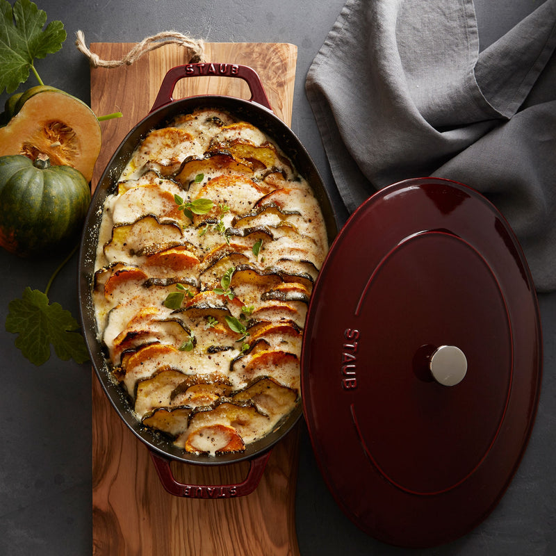 STAUB ENAMELED CAST IRON GRATIN W/ LID