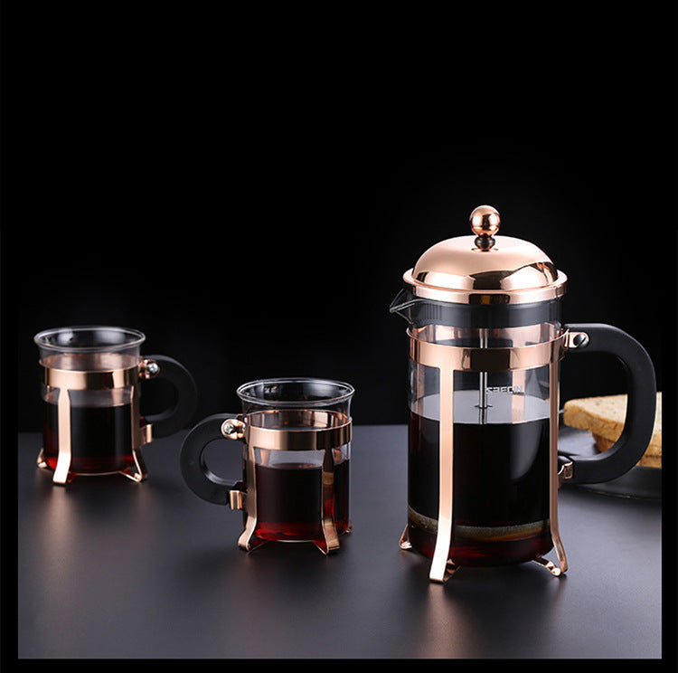 ROSE GOLD FRENCH PRESS W/ CUPS